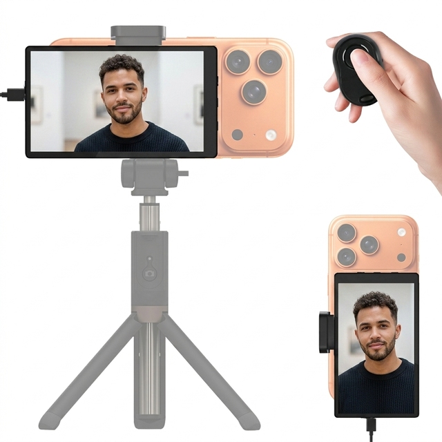 Full Viewing Angle Mobile Screen Foldable Selfie Back Camera Self 5inches HD Screen Mobile Phone Accessories Vlogging Camera Kit