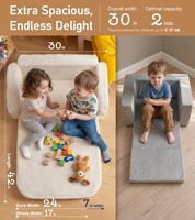 Tenderplay Maßgefertigtes Komfortables Sherpa Ausklappbares Kindersofa 2-in-1 Extra Breites Konvertierbares Sofa für Kinderzimmer Beige
