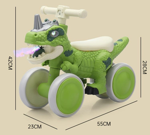 Tricycle dinosaure Istaride pour enfants, vert, plastique, 4 roues, vélo d'équilibre électrique, 2-3 ans, unisexe, jouet d'extérieur - Product Image 5