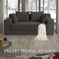 Canapé-lit convertible sans structure en velours, futon pliant pour le sol avec 2 oreillers, moderne, Villa Park Custom