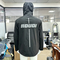 Blouson Bomber Noir Imperméable Décontracté Chic avec Bande Réfléchissante Respirant Coupe-Vent pour Randonnée en Extérieur Manteau de Pluie Service OEM