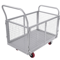 Chariot à plateforme en acier robuste ALLWORLD CH05114, capacité 200 kg, côtés en maille amovibles, 1000x600x940 mm, chariot à 4 roues avec revêtement en poudre