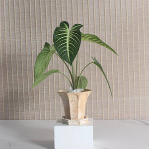 Vaso in Ceramica Rustica Wabi Sabi con Sottovaso e Finitura Naturale per Casa e Giardino - Product Image 2