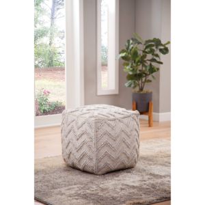 DB Kenzari Grey Square Zigzag Taburetes y otomanos tejidos a mano - Product Image 1