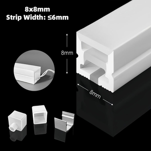 Profil <span class=keywords><strong>LED</strong></span> en silicone flexible personnalisé 8*8 mm, blanc, étanche, pour <span class=keywords><strong>bande</strong></span> <span class=keywords><strong>LED</strong></span> de 5 mm - Product Image 1