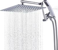 Mitigeur de douche mural moderne chromé à affichage numérique, fonction unique, avec jets pluie et eau chaude/froide, commandes à touches piano, pour salle de bain, en boîte