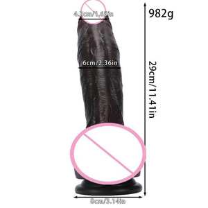 Nuovo Dildo in Silicone Liquido con Testa Curva, Macchina per Masturbazione Manuale Morbida per Donne, Giocattoli Sessuali per Adulti, Dildo Nero, Dildo Enorme - Product Image 1