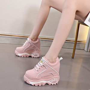 Chaussures pour femmes à talons très hauts et plateforme de 12 cm, nouvelle collection printemps-hiver, polyvalentes, à semelle épaisse, à plateforme haute, décontractées, sportives, pour la marche, à tige haute - Product Image 1