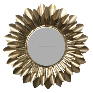 Espejo de pared decorativo de METAL con forma de flor y hojas negras, espejo colgante para dormitorio, interior y exterior - Product Image 5