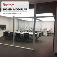 Système de cloison acoustique à impact élevé, à cadre en aluminium de 100 mm, modulaire, prêt à l'installation, à montage latéral, avec simple vitrage