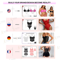 Soutien-gorge push-up sexy en dentelle transparente à bonnets fins et armatures pour femme, avec logo personnalisé imprimé, grande taille
