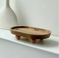 Support de bain vintage moderne en acacia, support de plante, support pour gâteau, porte-savon, présentoir de bureau