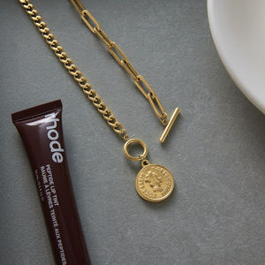 Collar J&D de Acero Inoxidable Chapado en Oro de 18K, Moderno y Clásico, con Colgante de Moneda con Retrato y Cierre OT - Product Image 5