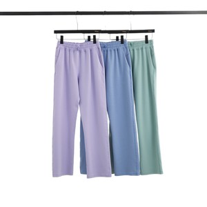<span class=keywords><strong>Pantalon</strong></span> large en coton Air Layer effet seconde peau pour femme, taille haute, effet ventre plat, coupe droite, doux, pour le yoga et la détente, avec logo personnalisé - Product Image 5
