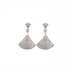 Orecchini Mossai con Diamanti in Oro Bianco e Platino, Taglio Brillante Rotondo, Colore D, Naturali Certificati GIA, Gioielli Classici da Sposa per Donna - Product Image 1