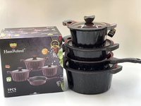 Ensemble d'ustensiles de cuisine antiadhésifs en aluminium moulé, batterie de casseroles et poêles en aluminium pour la cuisine domestique