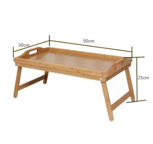 조정 가능한 아침 식사 침대 노트북 직사각형 나무 대나무 접이식 서빙 트레이 테이블 책상 접이식 다리 침대