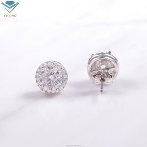 Boucles d'oreilles rondes variées en moissanite VVS, testées au diamant, certificat GRA, plaqué or, argent sterling 925, sertissage griffe - Product Image 5