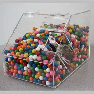 Custom Supermarket Transparent Candy Display Bin Clear Acrylic Candy Dispenser Box