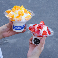 Gobelets transparents en forme de fleur pour glace pilée, jetables en PET, pour cônes de neige, nouveauté très demandée, idées de produits 2026