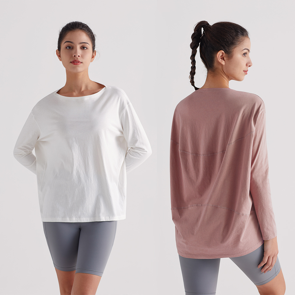 Women's Breathable Quick-Dry Long Sleeve Athletic Top Loose Fit Sun Protection Shirt for Running Yoga Workout