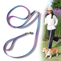 NOVIPET Laisse pour chien mains libres étanche en PVC, couleur dégradée, crochet en alliage de zinc, boucle en plastique réglable, sangle enduite
