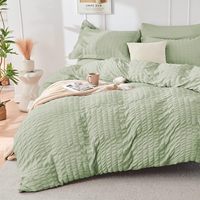 Ensemble de trois pièces sur mesure, couleur unie, en polyester seersucker, housse de couette pour la maison, la chambre à coucher, l'hôtel