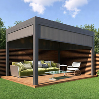 Pergola bioclimatique moderne économique ANCSEM 3x3m avec poutre de 150 mm et lames réglables et système de drainage efficace