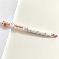 Stylo bille en métal avec logo personnalisé, motif trèfle à quatre feuilles, tube floral, design en cristal, pointe de 1,0 mm, écriture fluide, cadeau promotionnel