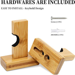 Porta Mazze <span class=keywords><strong>da</strong></span> Baseball Moderno Rettangolare <span class=keywords><strong>da</strong></span> <span class=keywords><strong>Parete</strong></span> in Legno con Organizzatore per Chiavi e Posta, Supporto Staccabile per Mazze, Spessore 4,5 cm, Bambù e Metallo Lucidato - Product Image 3