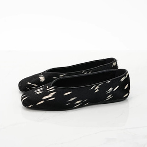 Horsehair Spotted Women's Square Toe Slip-On Zapatos planos de estilo maduro ligero inteligente Cuero genuino cómodo de moda - Product Image 1