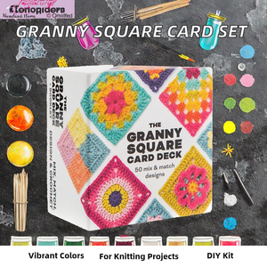 Kit <span class=keywords><strong>de</strong></span> <span class=keywords><strong>couture</strong></span> DIY <span class=keywords><strong>pour</strong></span> jeu <span class=keywords><strong>de</strong></span> cartes Granny Square, très populaire en Japon, avec 50 cartes en fil, coloré, tendance, fait main, <span class=keywords><strong>pour</strong></span> tricot et crochet, idéal comme <span class=keywords><strong>cadeau</strong></span> - Product Image 3