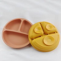 Assiette à manger en silicone pour bébé, solide, mignonne, dessin animé, vaisselle pour enfants, vaisselle d'apprentissage, bols d'alimentation pour enfants