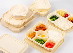 Biodegradable Disposable Cornstarch to Go Lunch Box Plastic Compostable Take Out Food <b>Container</b> - Product Image 2