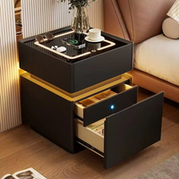 Table de chevet intelligente multifonctionnelle moderne avec LED, chargement sans fil, verrouillage par empreinte digitale dissimulé, 3 tiroirs de rangement pour chambre à coucher, assemblée