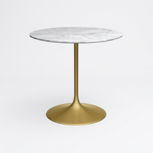 Modern <b>Round</b> Metal Top Coffee <b>Table</b> with Brass Base Durable & Easy to Clean Minimalist Living Room Furniture - Product Image 1