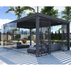 Gazebo de jardin de luxe motorisé, toit de patio bioclimatique en aluminium, pergola en aluminium à lames orientables pour l'extérieur - Product Image 5
