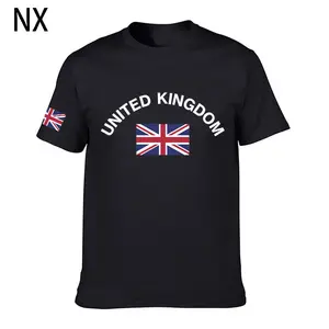 2023 Logo Kustom O-Neck Warna Hitam Penjualan Online Kualitas Tinggi Cetak Bendera UK T Shirt untuk Pria Wanita Anak