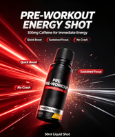 En stock – Shot énergétique pré-entraînement 300 mg caféine, vitamines B, 0 % sucre, 50 ml – Concentration longue durée pour les séances d'entraînement et les journées de travail
