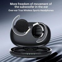 Earphone Nirkabel Sport Tahan Air dengan Pengait Telinga, MOQ Rendah, Daya Tahan Baterai Lama, Peredam Kebisingan ENC