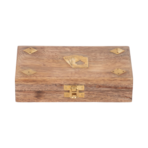 Scatola in legno per carte con dettagli in ottone, set di giochi da tavolo classici per la casa e il soggiorno - Product Image 1