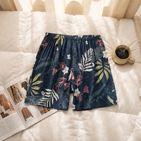 Celana Pendek Wanita Katun Sutra Motif Cetak Warna Tahan Luntur Model Lurus High Waist untuk Musim Semi dan Musim Panas, Santai di Pantai