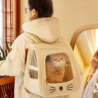 Sac de transport respirant pour animaux de compagnie en tissu Oxford, sac à dos transparent pour chat avec fermeture éclair