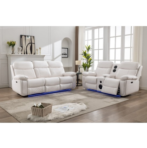 Juego de Sofás de Cuero Eléctricos Reclinables Minimalistas Modernos, Multifuncionales, Extensibles y Plegables para Casa, Apartamento, Hotel o Villa - Product Image 1