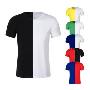 Custom Dual Tone T Shirt For Men Boy Organic Cotton T Shirt OEM Heat Transfer Printing Breathable Euro Oversized Two Tone Tee