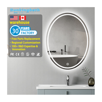 Oval LED Bathroom Mirror with 3 Color Dimmable Light Smart Backlit Vanity Bath Mirror for Modern Home Luxury Hotel Decor