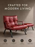 Fauteuil individuel personnalisé OEM ODM en cuir pleine fleur et tissu, chaise de salon moderne de luxe pour projets hôteliers et résidentiels