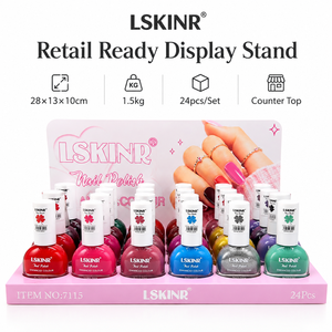 Private Label 24 Colors Air Dry Nail Polish Set with Display <b>Stand</b> Quick Dry Water Based Nail Polish Kit Wholesale - Product Image 1