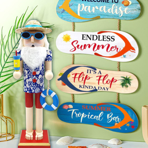 Décoration de fête tropicale de Noël en juillet, <span class=keywords><strong>casse</strong></span>-<span class=keywords><strong>noisette</strong></span> en bois de noix de plage, soldat hawaïen, Père Noël en bois - Product Image 2