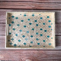 Bester Preis Modernes Umweltfreundliches Langlebiges Rechteckiges Serviertablett mit Perlmuttgriff Leichtgewichtig für Hochzeit Diwali Blumendekor